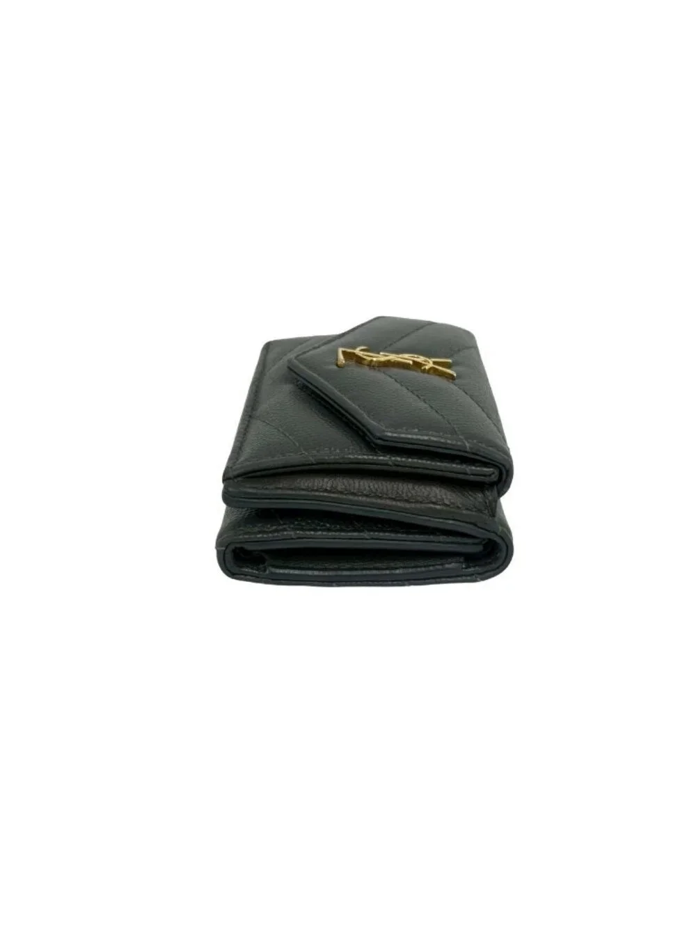 Saint Laurent Paris YSL Cassandra Logo Leather Trifold Wallet Mini Gray - Picture 5 of 10